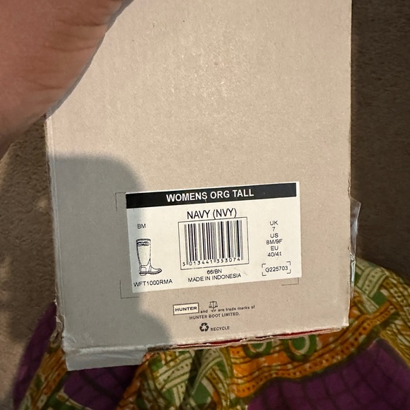 Original Hunter Tall Adjustable Navy Rain Boots Sz 9 - Picture 4 of 6